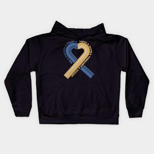 Down Syndrome Awareness Ribbon Kids Hoodie by Mastilo Designs